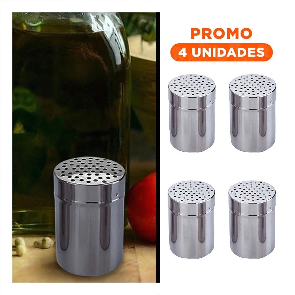 Pack4 Recipiente para Servicio Familiar con Medidas 6.5cmx6.5cmx9 cm en Metal