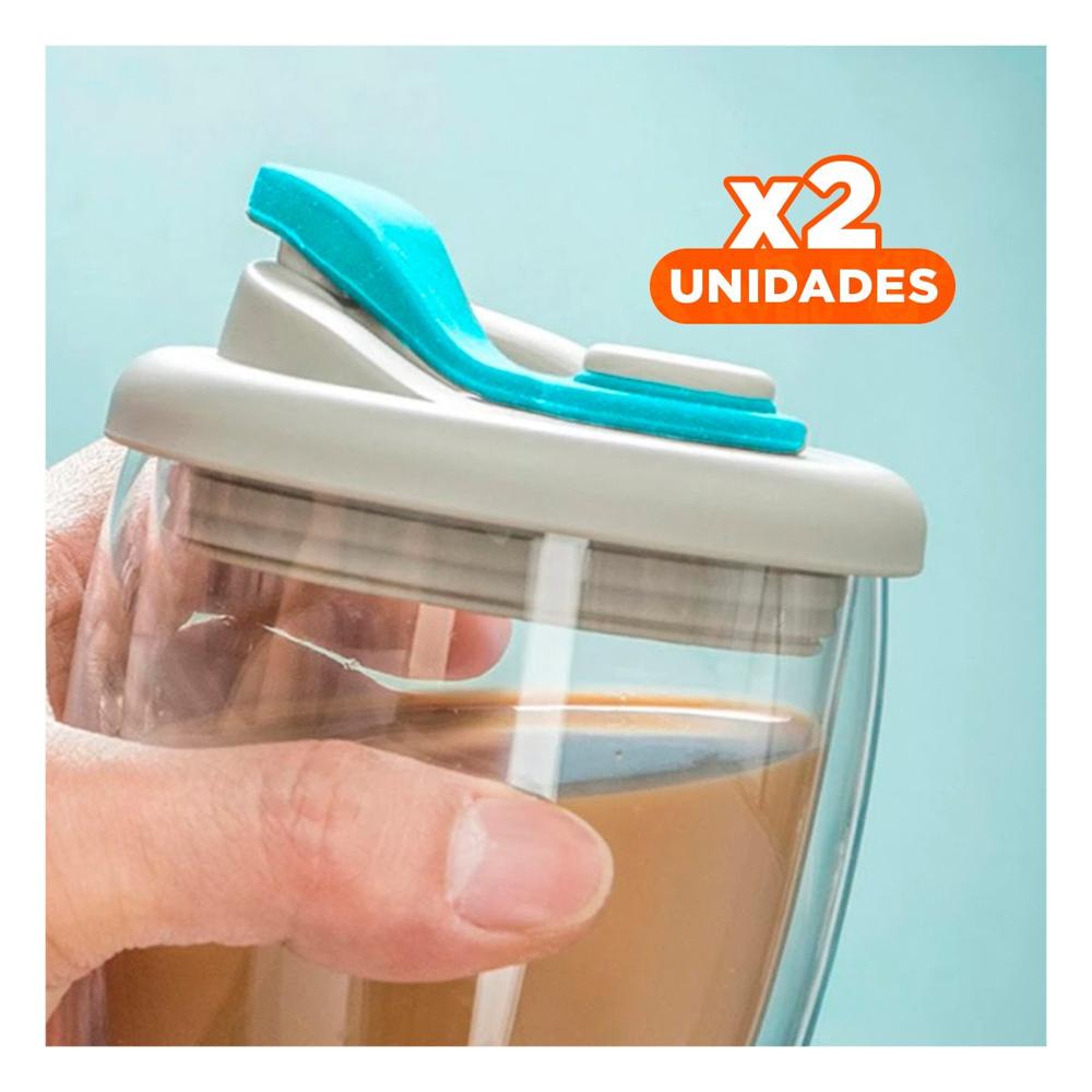 Pack2 Jarra de 1000ml con 4 tazas de 150ml transparente base ondeado negro Y Papel Regalo