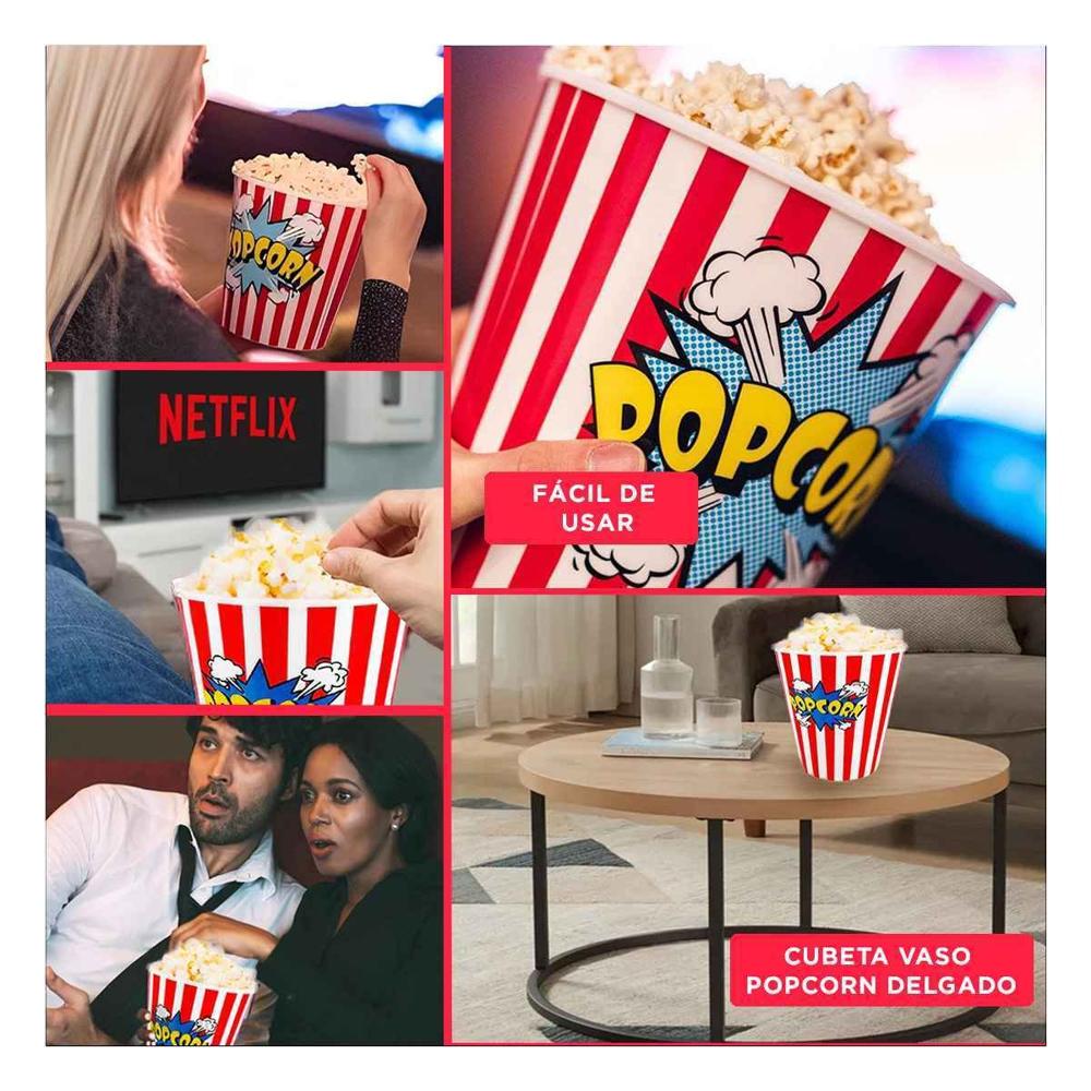 Cubeta Vaso Popcorn Color Rojo para la Utilidad de Hijos Sanos Lindos Y Ligas Regalo