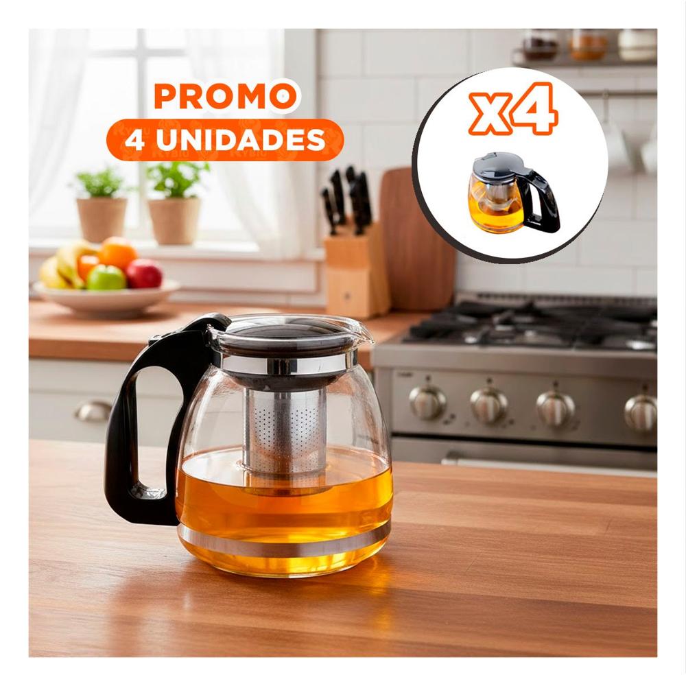 Pack4 Vaso de Vidrio con Filtro 2 Lt para Servir Te y Crear Ambientes Acogedores YPapel Regalo
