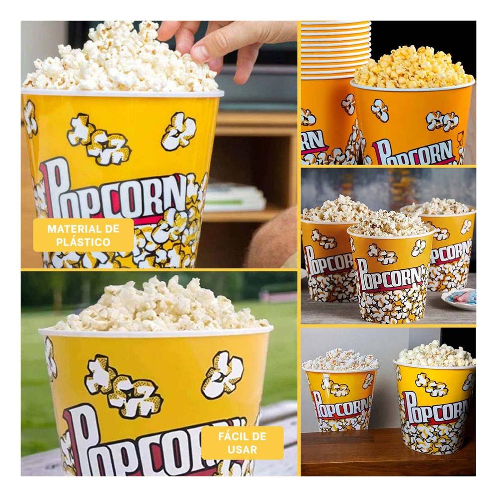 Cubeta Vaso Popcorn Amarillo 21x20cm para la Utilidad de Hijos Sanos Lindos Y Ligas Regalo