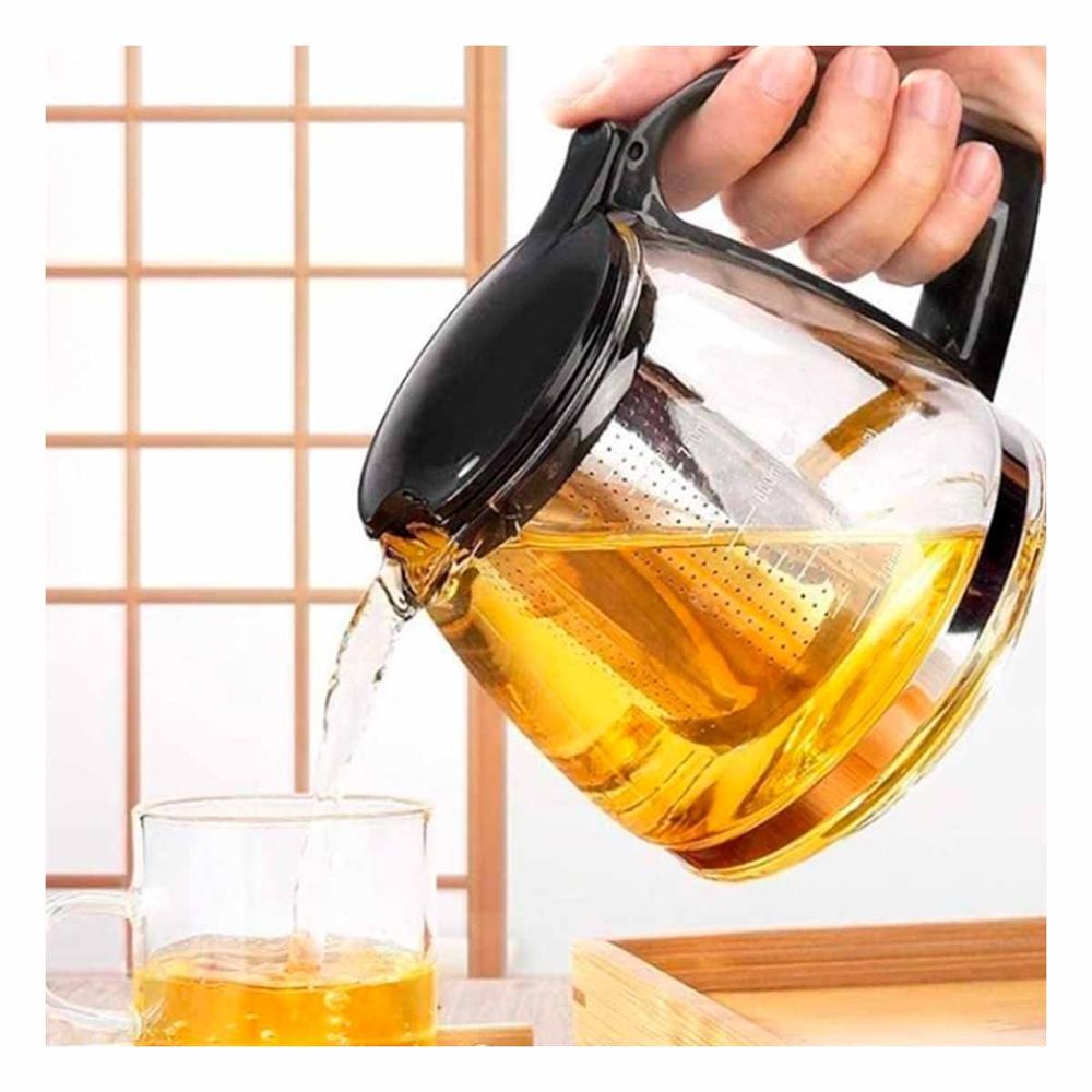 Tetera de Vidrio con Filtro 1.5 Lt para Preparar Te o Infusiones en Casa