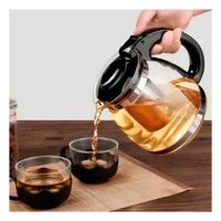 Recipiente de infusion de 1000ml con 4 tazas de 150ml transparente base ondeado negro Y notas