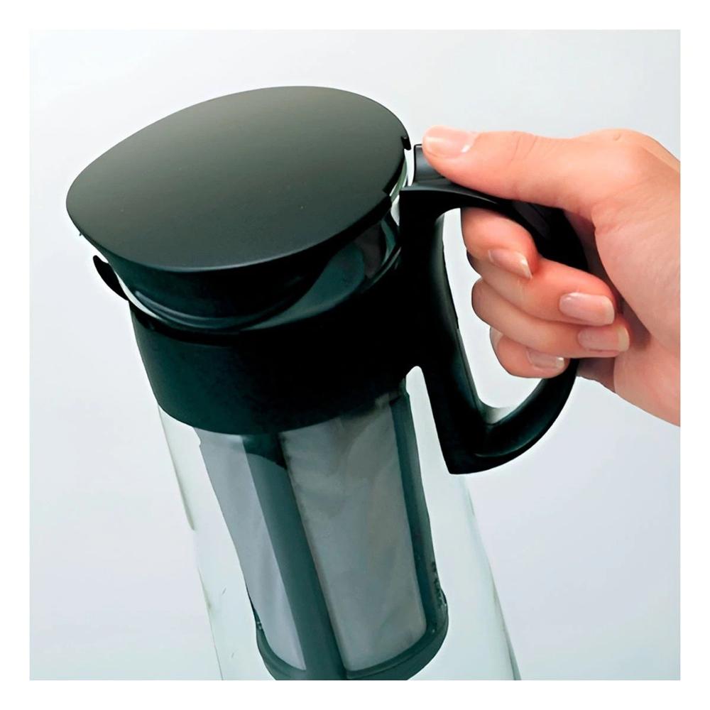 Recipiente de Vidrio 900 ml con Filtro y Tapa Negra Transparente para Hogar Y Papel Regalo