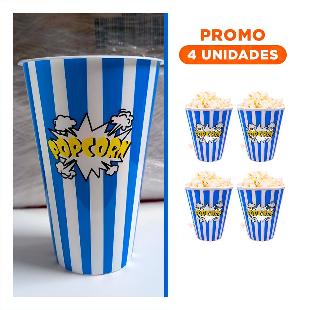 Pack4 Recipiente de Cine Color Azul con Diseño Elegante en su Casa Real Linda
