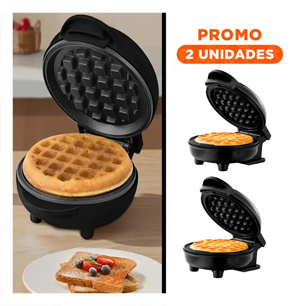 Pack2 Plancha para Waffles Negro con Luz LED para Cocina y Postres Uniformes Y Regalo Sticker