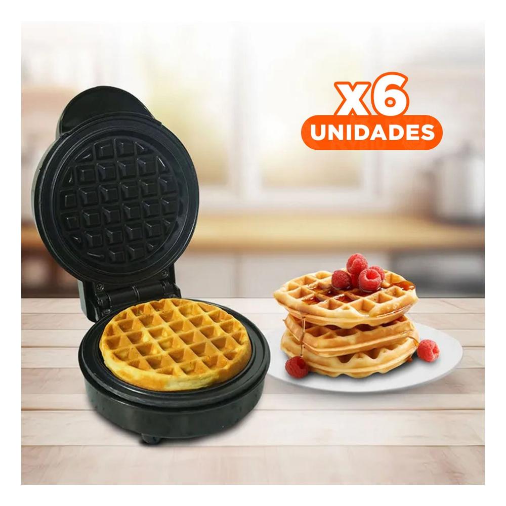 Pack6 Cocina para Waffles Negro con Luz LED para Cocina y Postres Caseros Y Papel Regalo