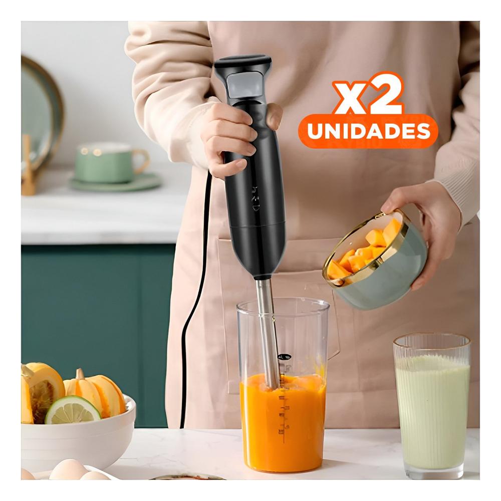 Pack2 Batidora Domestica de Inmersion Color Negro con 300W para Cocina Y Papel Regalo