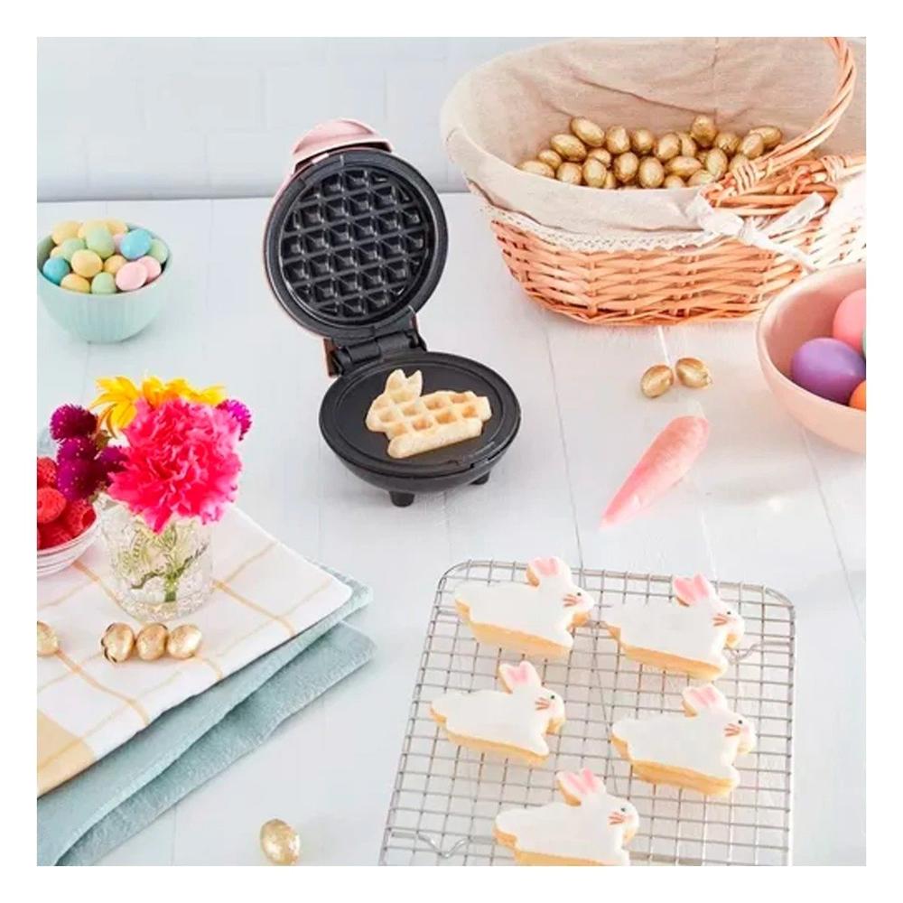 Mini Waflera Circular Rosado con Tecnologia para Cocina y Preparacion Y notas