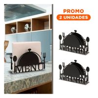 Pack2 Dispensador MENU Negro de Mesa para Servilletas con Acceso Fácil Y Regalo Sticker