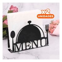 Pack2 Portaservilletas MENU Negro para Mantener Ordenadas las Servilletas Y Papel Regalo