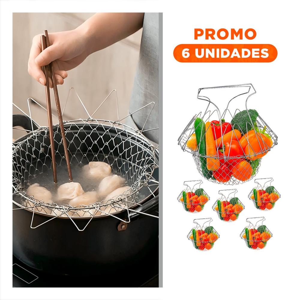 Pack6 Bandeja Cocina Acero 23cm Plateado para Freir segura y funcional Y Regalo Sticker