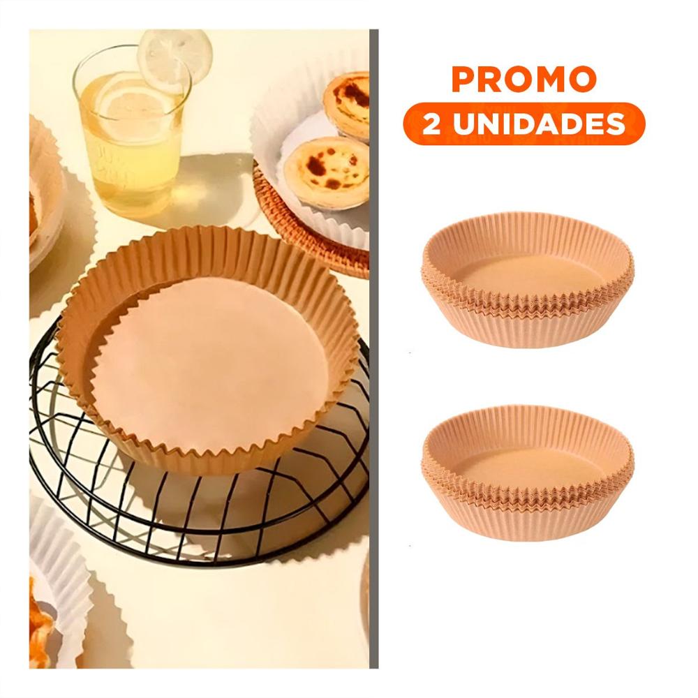 Pack2 Moldes 100unid para Freidora de Aire en Papel Resistente Color Madera YRegalo Sticker