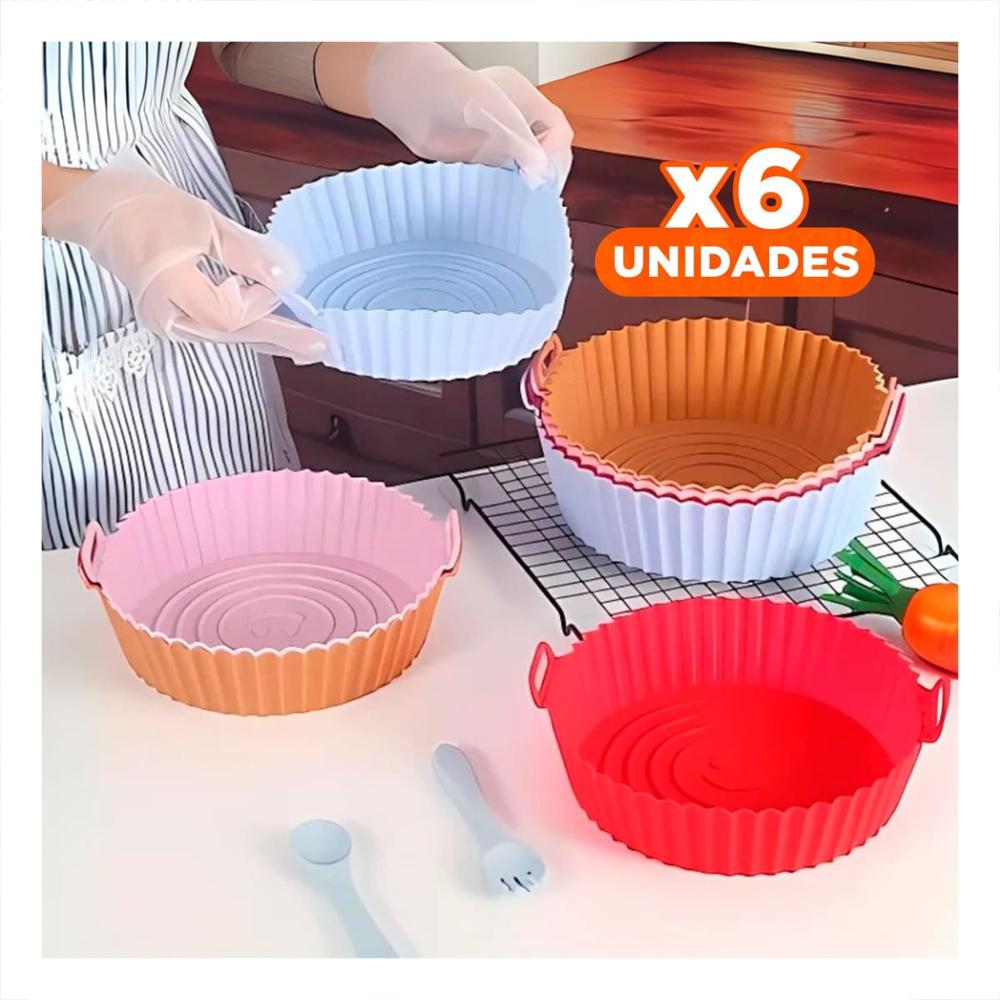 Pack6 Bandeja de Silicona para Freidora de Aire Set de 2 para Cocina Ordenada