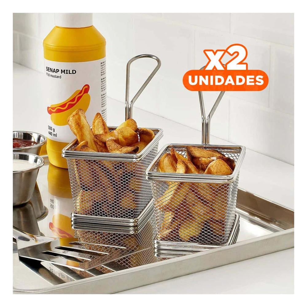Pack2 Canastilla para Papas Fritas Plateada 10x8x7 cm Presentacion Gourmet Y Papel Regalo