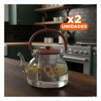 Pack2 Contenedor de Vidrio para Te y Cafe 1400ml Transparente Guinda