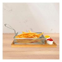 Cesta para Papas Fritas Plateada 25.5x13x4.5 cm Uso Domestico Y Papel Regalo
