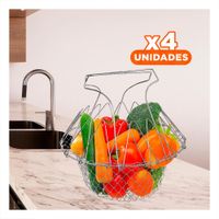 Pack4 Canasta Cocina Acero 23cm Plateado para Freir y Colar rapido y facil Y Regalo Sticker