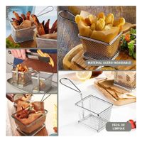 Cesta Metalica para Frituras Plateada 10x8x7 cm Estilo Cocina Moderna Y Ligas Regalo