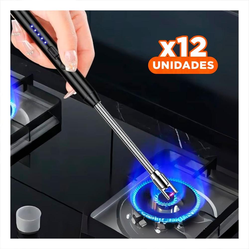 Pack12 Mechero Moderno Recargable para Cocina en Hogar Y Regalo Sticker