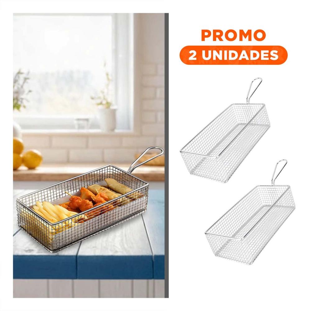 Pack2 Canastilla para Aperitivos Fritos Plateada 25.5x13x7 cm Uso Diario Y Regalo Sticker