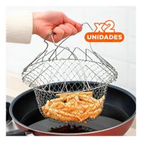 Pack2 Organizador de Acero para Freir y Colar 23cm Plateado perfecto para Cocina diaria