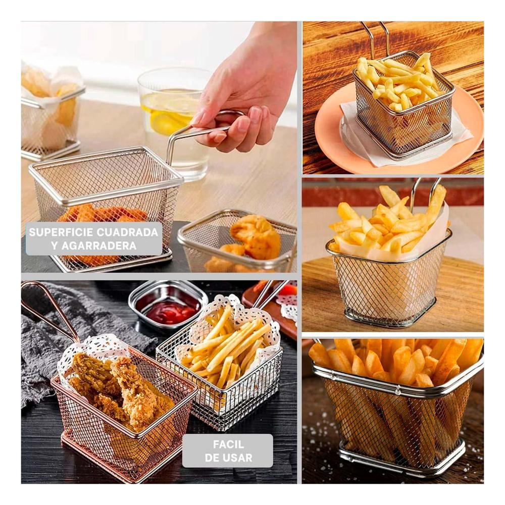 Bandeja para Frituras Plateado Metal con Estilo Practico y Funcional Y Ligas Regalo