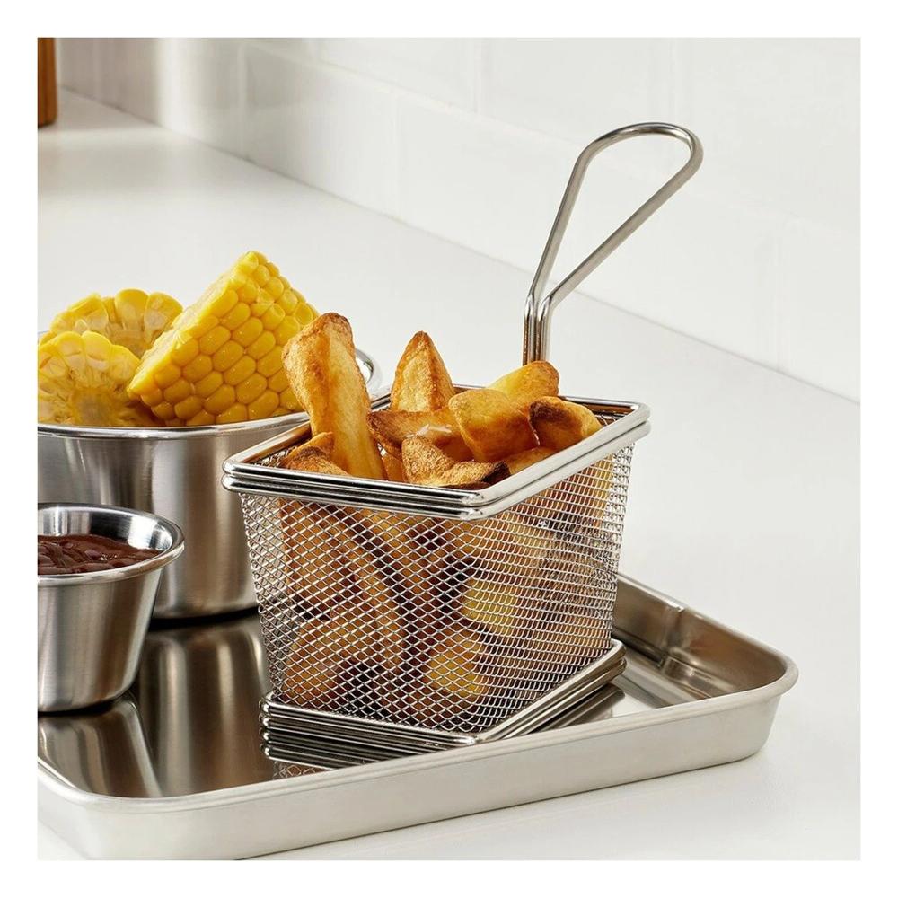 Cesta para Papas Fritas Plateada 10x8x7 cm Uso Domestico Y Papel Regalo