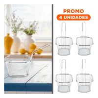 Pack4 Canastilla Compacta para Frituras Plateada 13x8x8 cm Facil Limpieza
