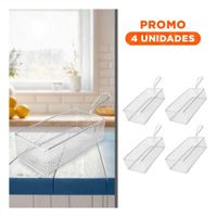 Pack4 Canastilla Compacta para Frituras Plateada 25.5x13x7 cm Facil Limpieza