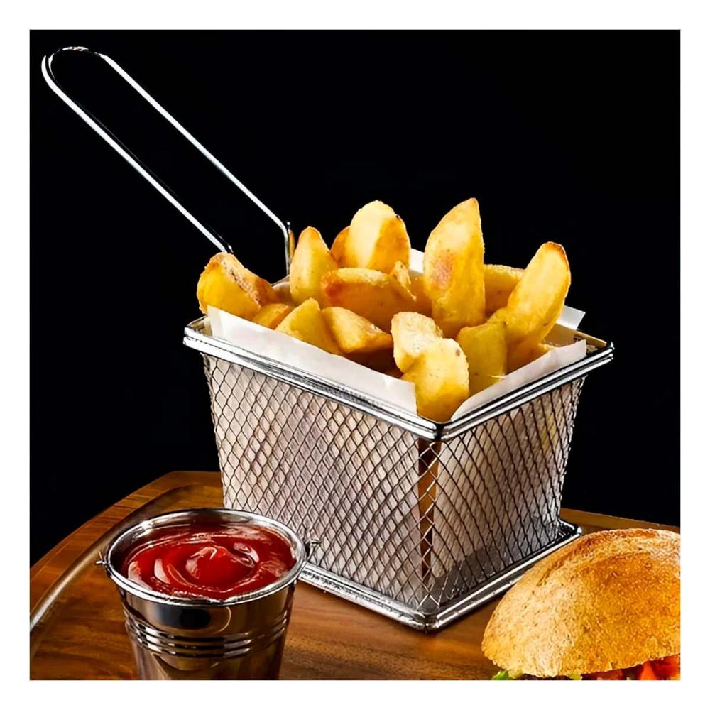 Cesta Metalica para Frituras Plateado Acero Resistente para Cocina Y notas