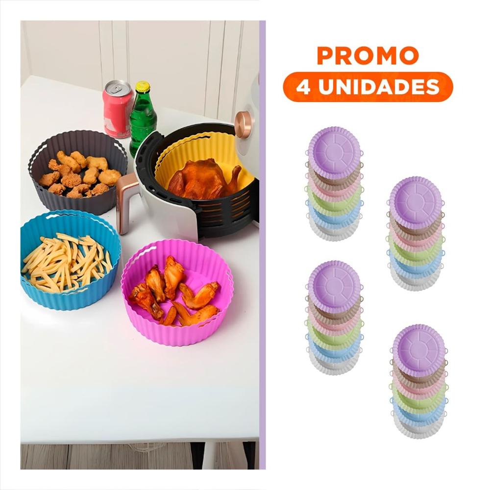 Pack4 Bandeja Set de 2 de Silicona para Freidora de Aire para Recetas Variadas
