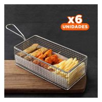 Pack6 Cestillo para Papas Fritas Plateado 25.5x13x4.5 cm Servicio de Mesa