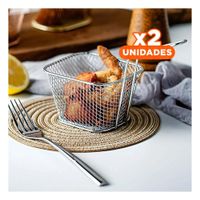 Pack2 Canastilla Metalica para Frituras Plateada 13x8x8 cm Cocina Casera