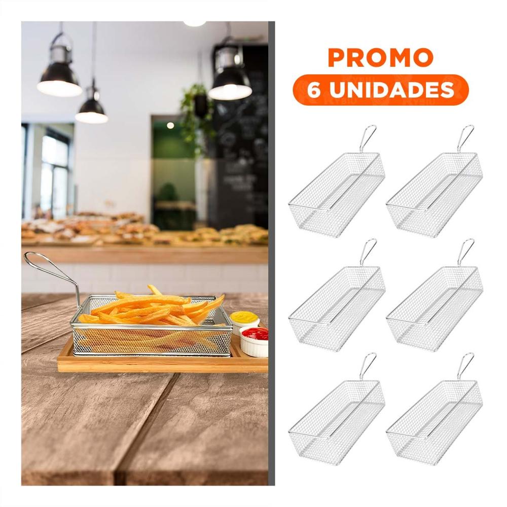 Pack6 Cestillo de Cocina para Frituras Plateado 25.5x13x7 cm Practico Y Regalo Sticker