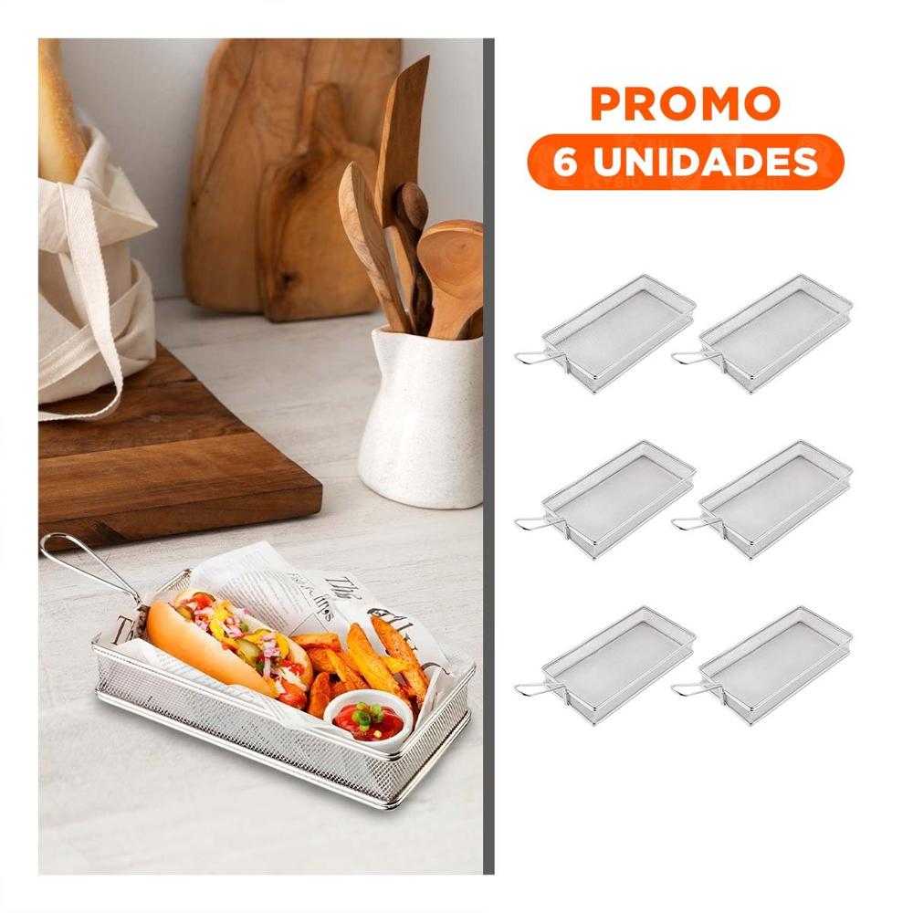 Pack6 Cestillo de Cocina para Frituras Plateado 25.5x13x4.5 cm Practico Y Regalo Sticker