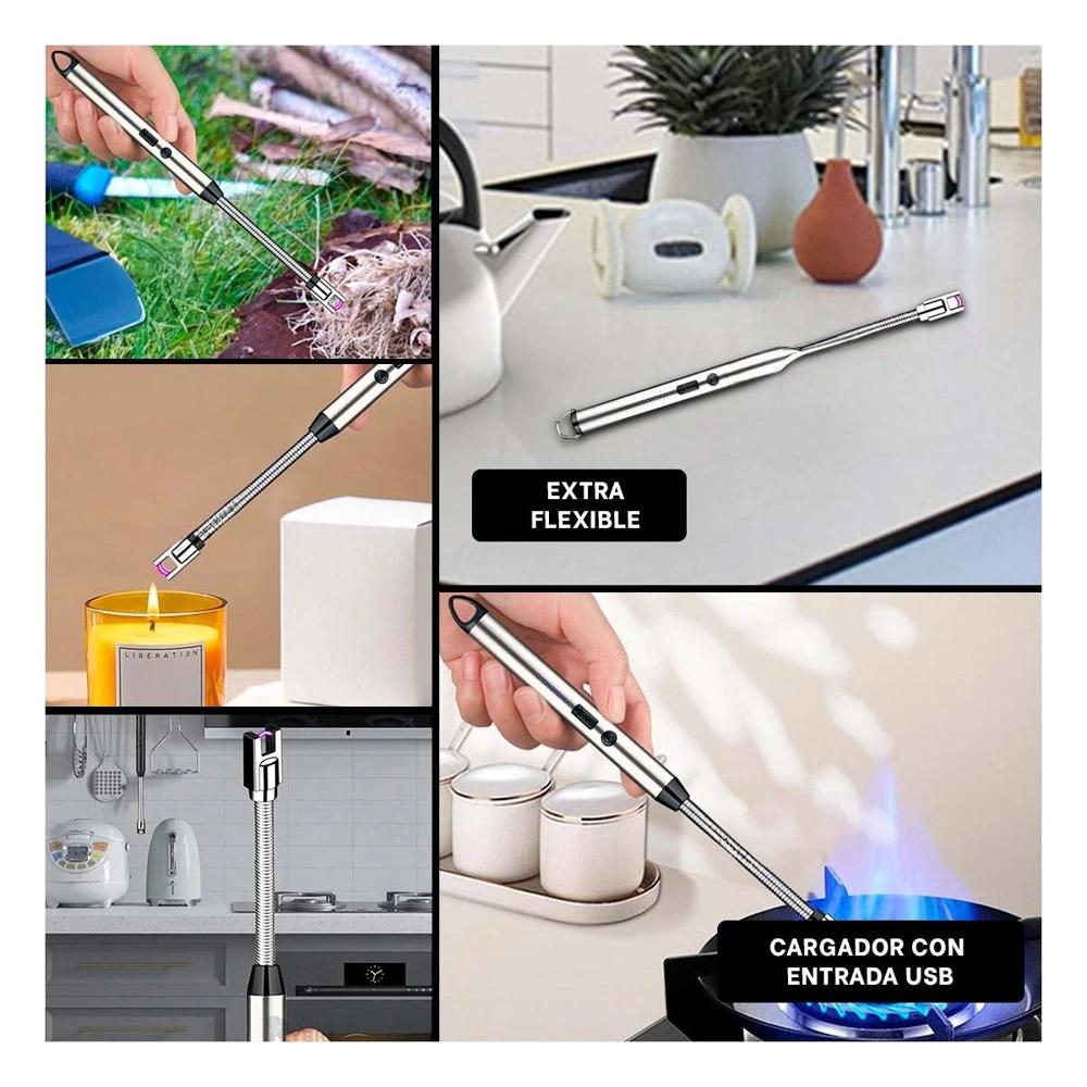 Dispositivo de Encendido Recargable Plateado para Cocina Parrilla y Reuniones Y Ligas Regalo