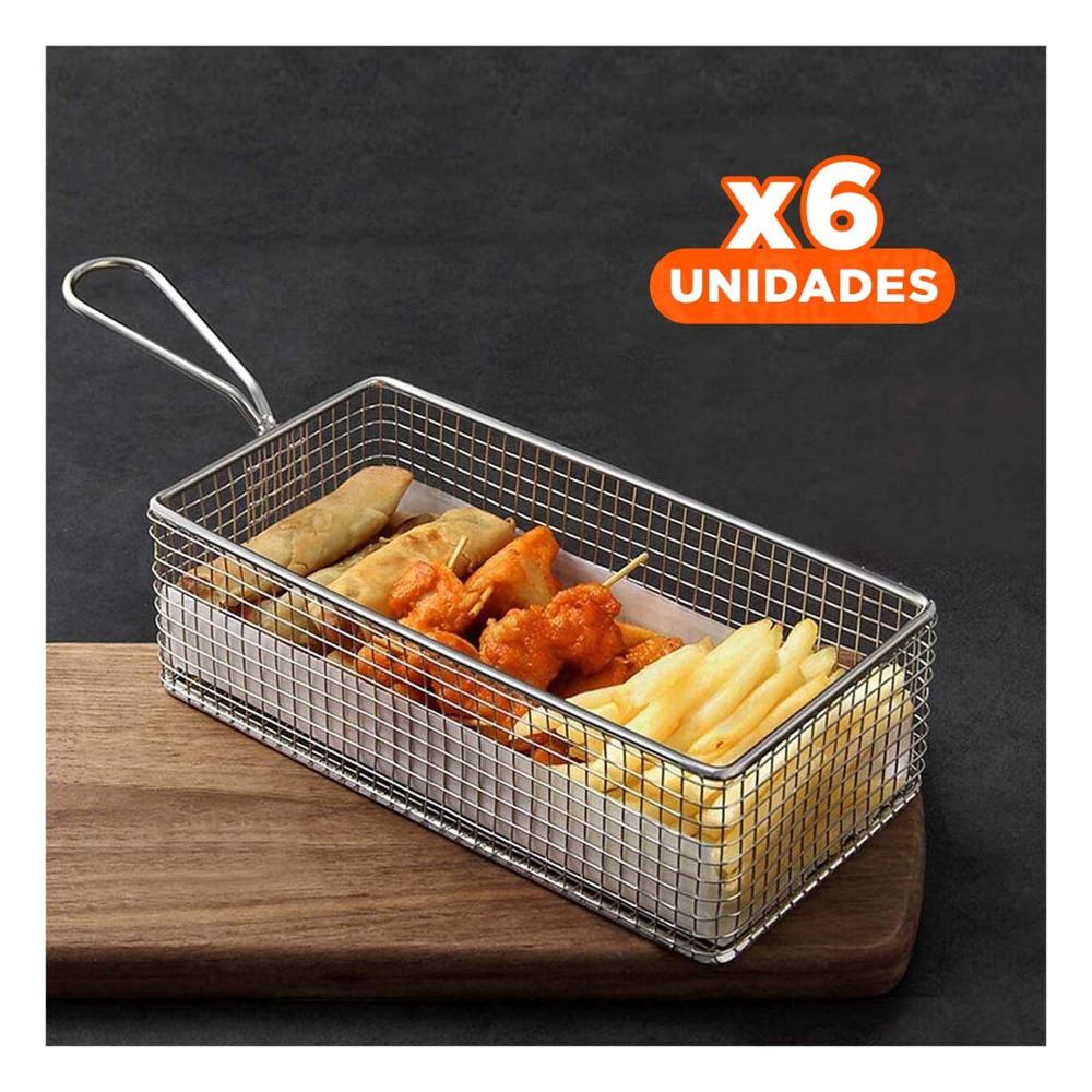 Pack6 Cestillo Compacto para Snacks Fritos Plateado 25 5x13x7 cm Hogar Y Papel Regalo