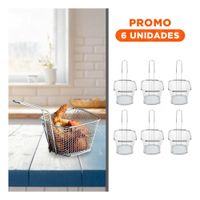 Pack6 Cestillo de Cocina para Frituras Plateado 13x8x8 cm Practico Y Regalo Sticker