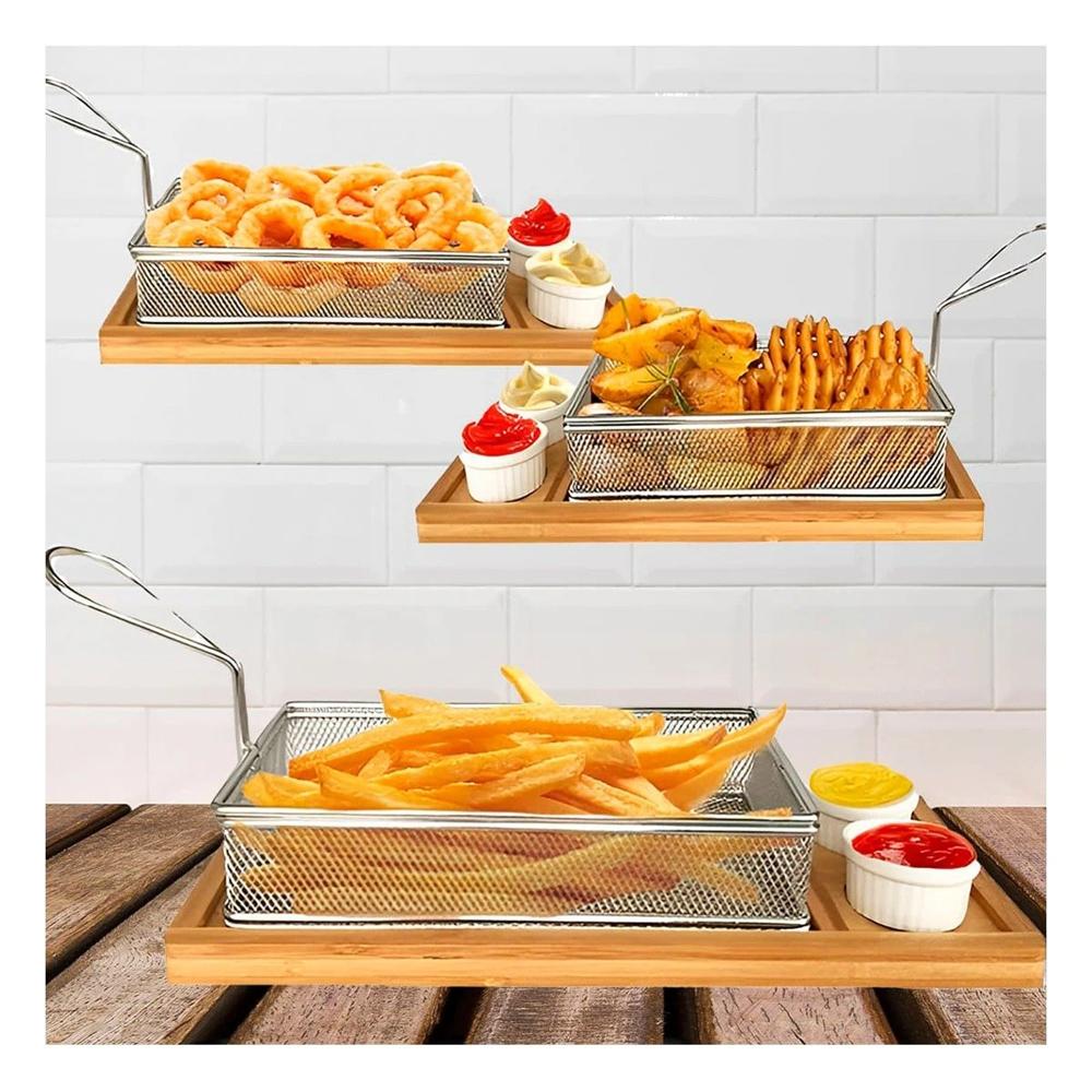 Cesta Compacta para Frituras Plateada 25.5x13x7 cm Practica y Funcional Y notas
