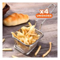 Pack4 Cestillo Metalico para Frituras Plateado 13x8x8 cm Cocina Profesional Y Regalo Sticker