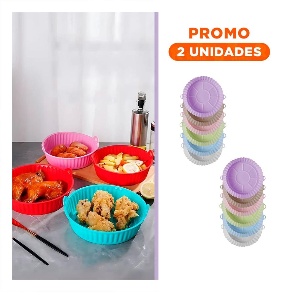 Pack2 Bandeja en Silicona para Freidora de Aire Presentacion Set de 2 YRegalo Sticker