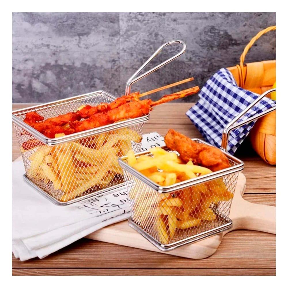 Contenedor para Frituras Plateado Metal Duradero para Uso en Cocina Y Papel Regalo