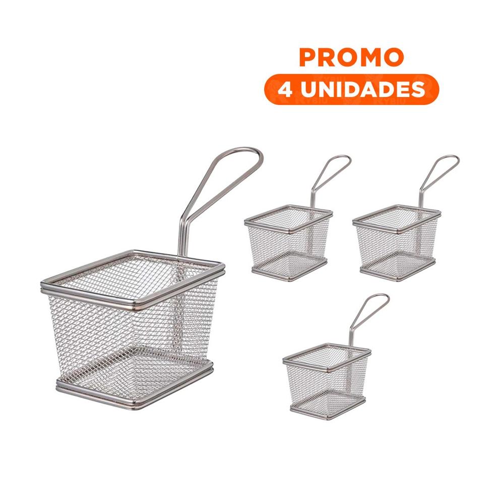 Pack4 Sistema para Frituras Plateado Metal Resistente con Estilo Moderno