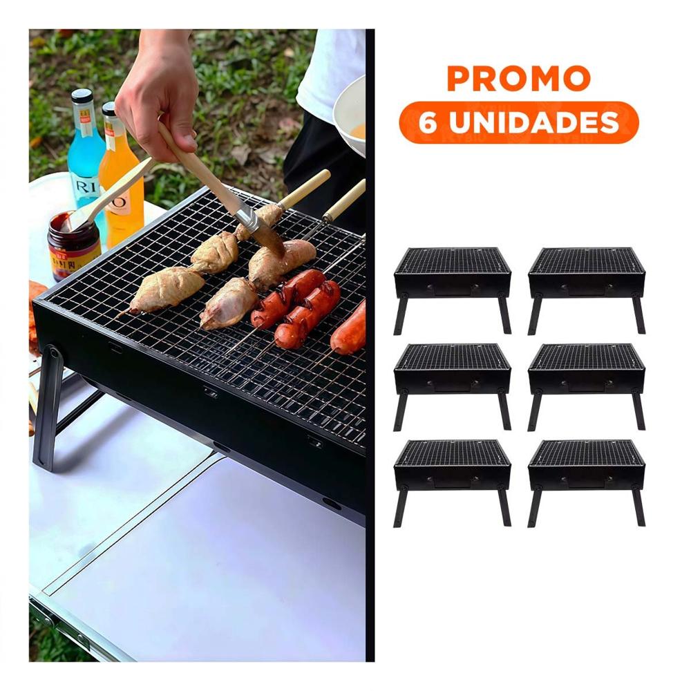 Pack6 Asador Plegable a Carbon en Metal en Color Portatil para Balcon YRegalo Sticker
