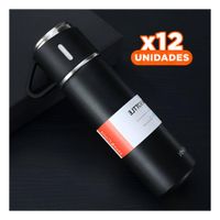 Pack12 Frasco de Viaje Individual con Dos Tazas para Hogar Negro YPapel Regalo