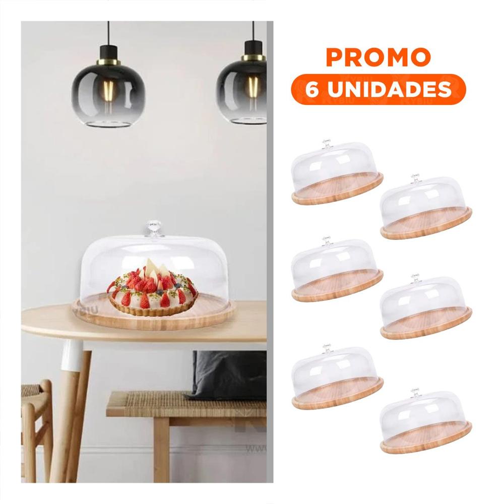 Pack6 Bandeja porta Reposteria Circular con Tapa 25cm Hogar Decoracion Casa Y Regalo Sticker