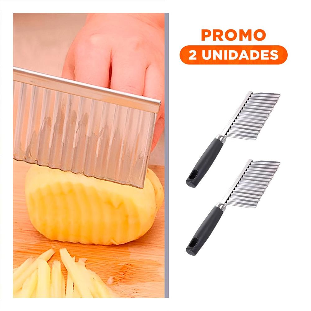 Pack2 Cortador de Papas Ondas para Fomentar Creatividad con el Menu Y Regalo Sticker