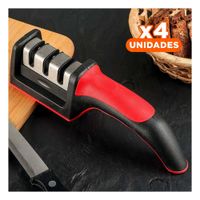 Pack4 Herramienta de Afilado 3 Tiempos Mango Plastico Rojo Negro Facil Usar Y Regalo Sticker