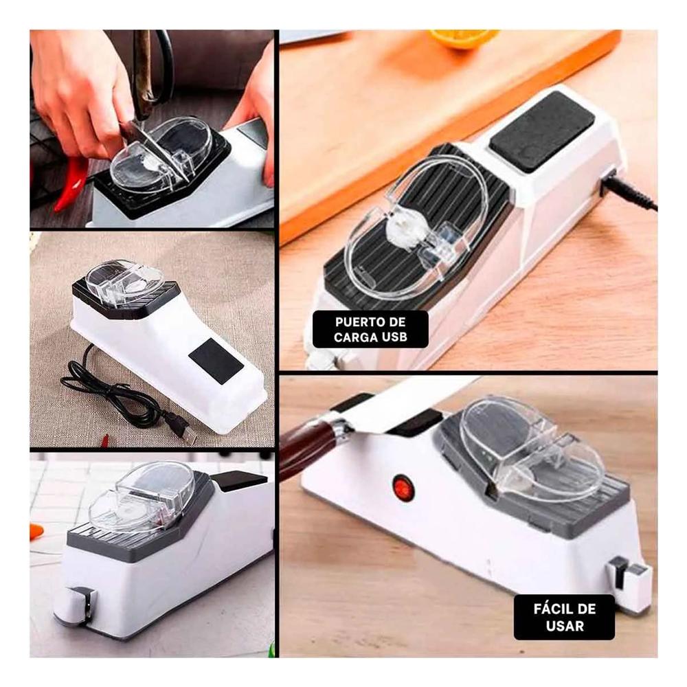 Afilador Electrico De Cuchillo Compacto 3 Etapas Mango Plastico Facil Uso Rojo Y Ligas Regalo